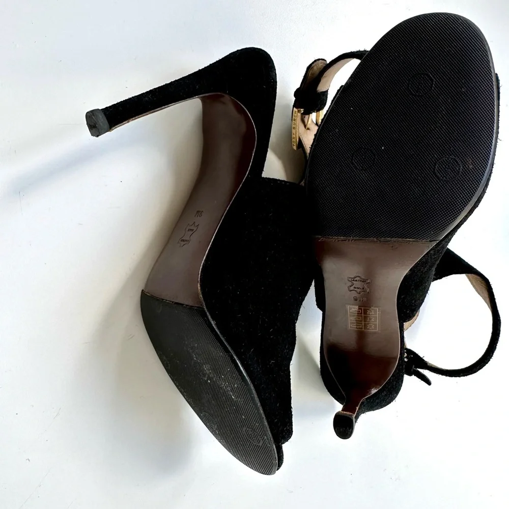 Tory Burch 'Brittania' Peep Toe Suede Bootie, black, size 9